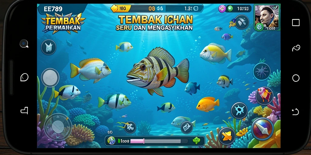 Tampilan gameplay seru dalam permainan Tembak Ikan EE789.
