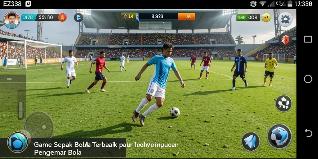 Tampilan gameplay seru penuh aksi sepak bola.