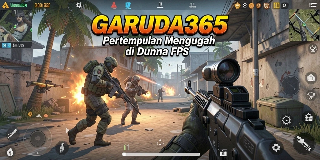 Screenshot GARUDA365 menampilkan aksi menegangkan dalam pertempuran FPS.