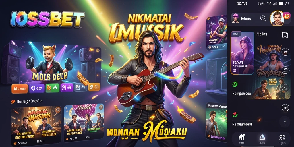 Tampilan gameplay IOSBET dengan fungsionalitas musik yang menarik.