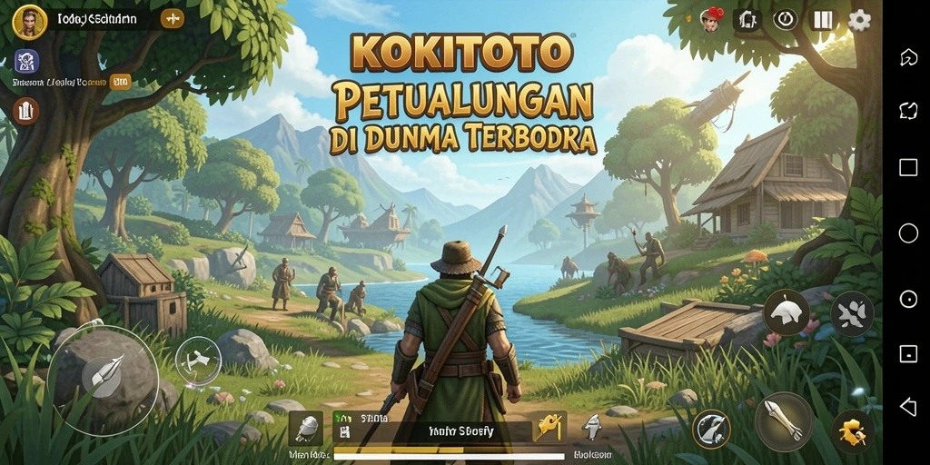 Tampilan gameplay KOKITOTO dengan petualangan di dunia terbuka.